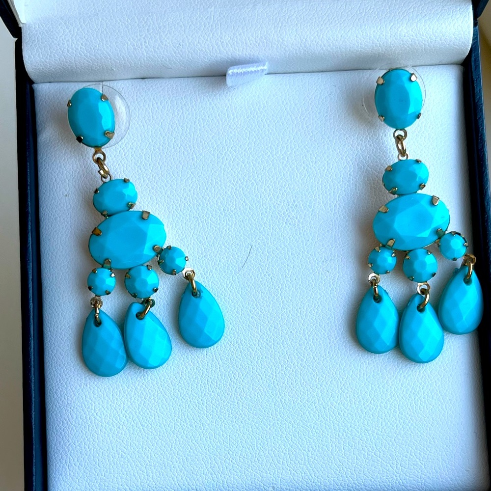 Turquoise and Gold Chandelier Earrings